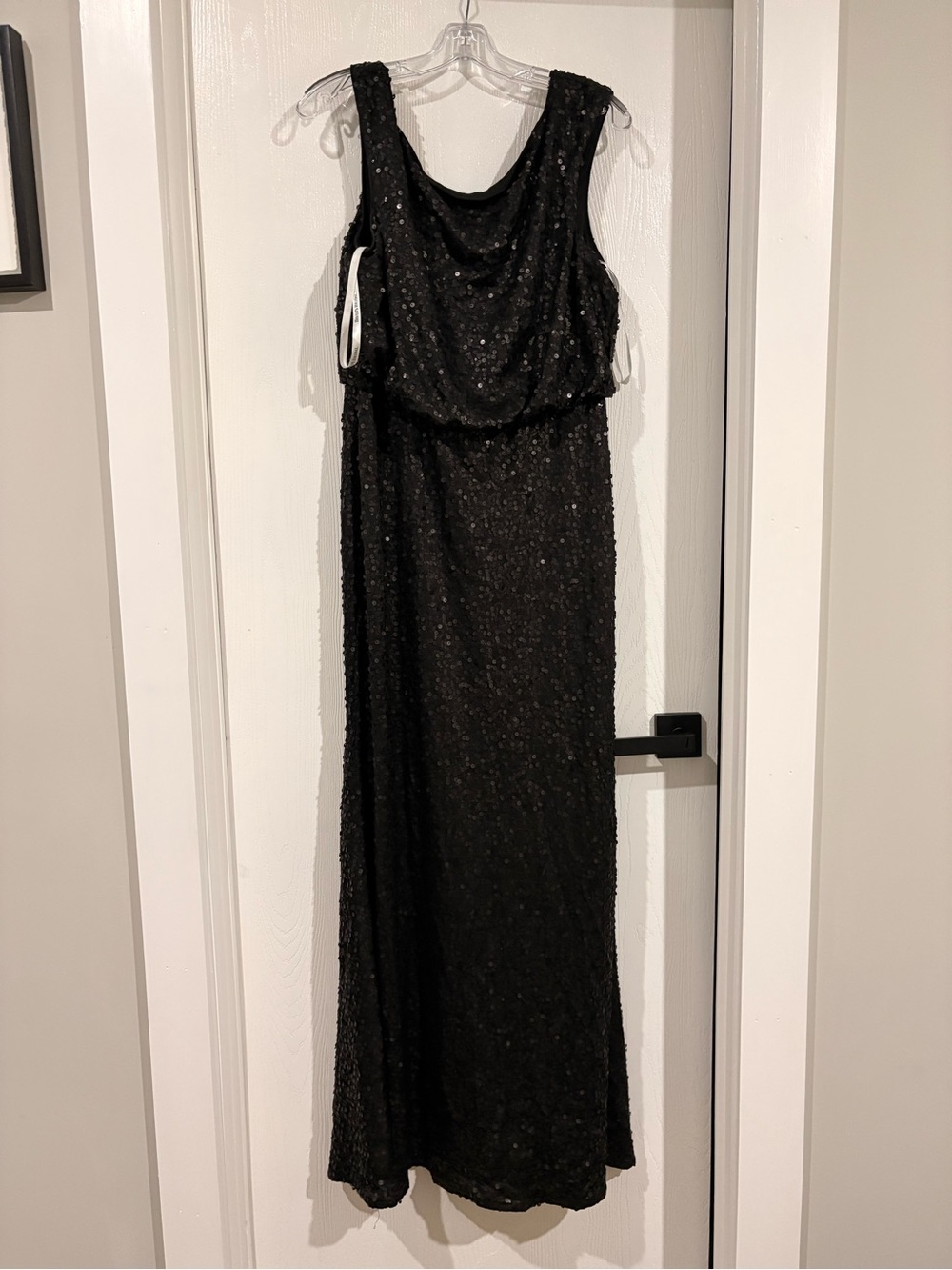 David's Bridal Black Sequin Cocktail Dress